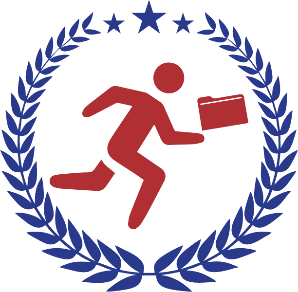 IrvineServe circular emblem logo with legal scales and shield